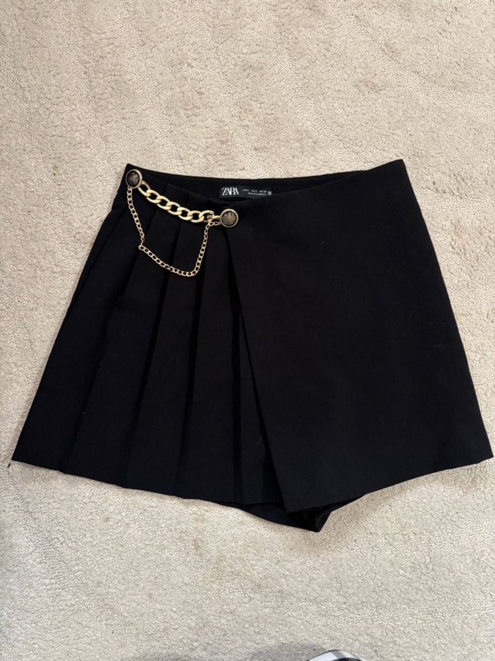 Zara Black Skort with Gold Chain Accent